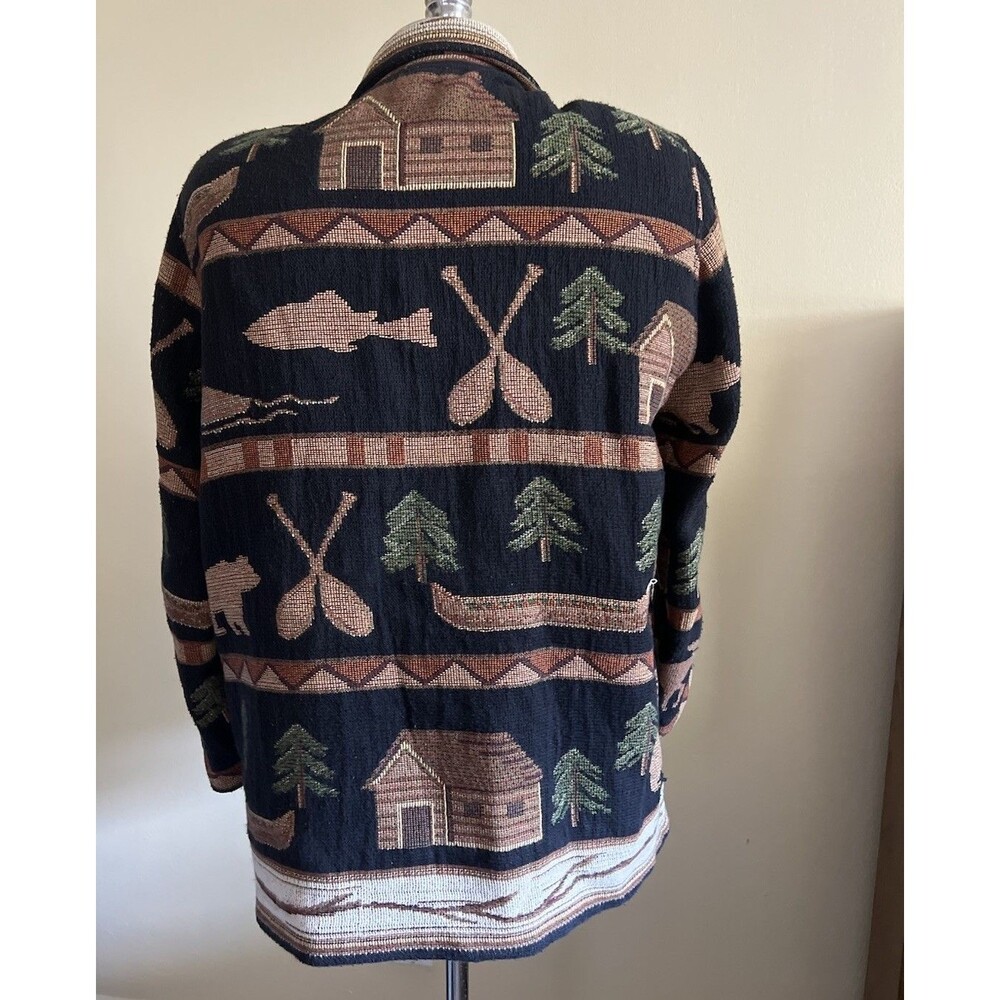 Painted Pony Tapestry Jacket Size Large Moose Cabin Tree